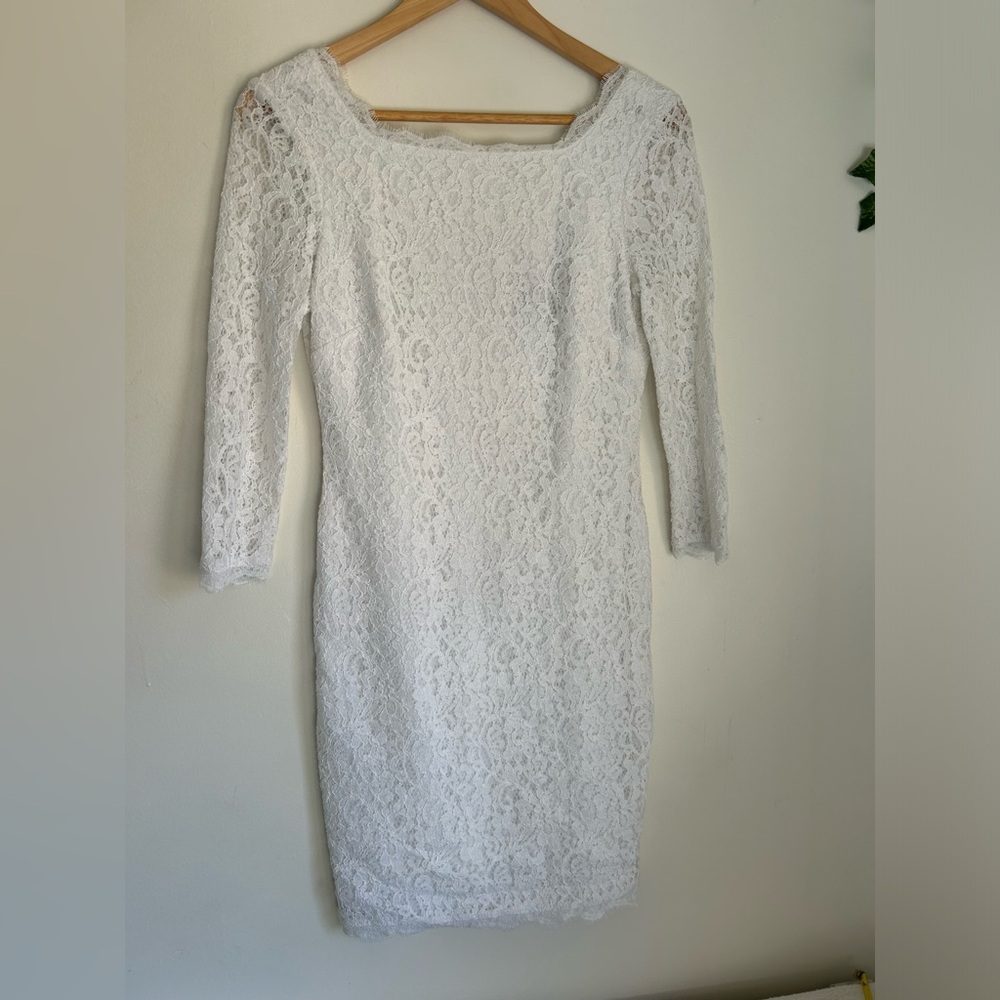 Adrianna Papell White Lace Midi Dress